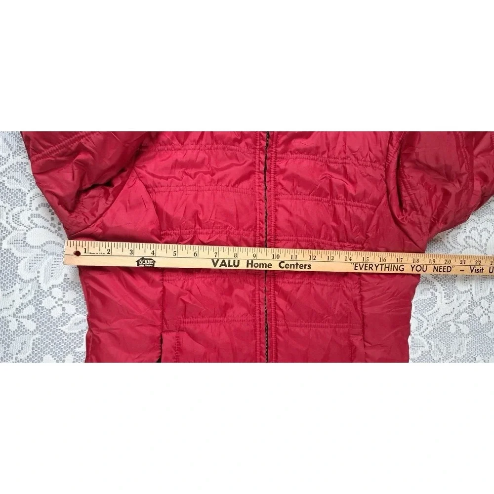 LL Bean Misses Sm Burgundy Red Nylon Fleece Lined Full Zip Winter Jacket Pre-own